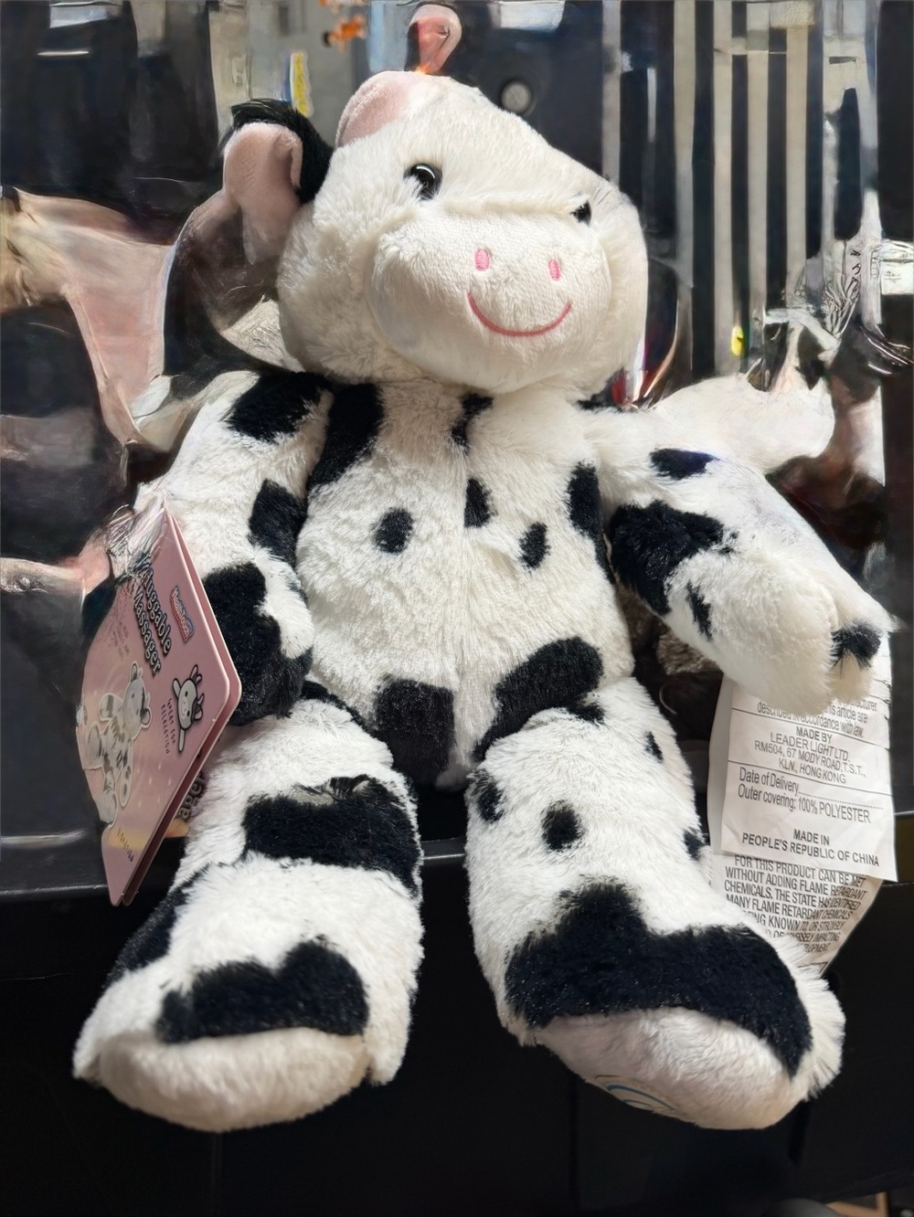 Plush Cow Toy - White & Black - Soft Huggable Calf